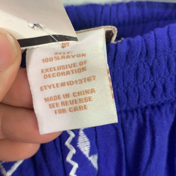 FLYING TOMATO Blue Off Shoulder Embroidered Dress - Picture 5 of 11